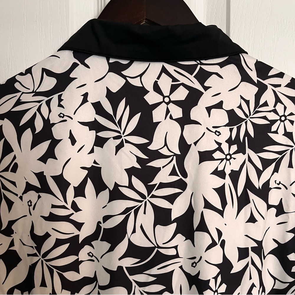 Soneven Black and White Floral 1/4 Zip Golf Polo Wicking Top Size XL - Picture 10 of 11